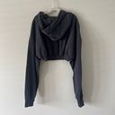 H&M Women's Cropped Hoodie black Medium Long Sleeve Drawstring Casual Photo 4