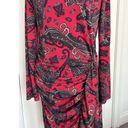 Ralph Lauren Lauren  Paisley Print Jersey Knit Long Sleeve Dress Red Multi Sz 6 Photo 3