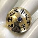 Lapis Petroglyph Native American Sterling Silver Ring Photo 3