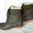 Khombu  Faux Fur Duck Boots Booties Kathleen Waterproof Olive Green Sz 11 New Photo 3