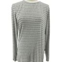 Athleta  Threadlight Striped Long Sleeve Shirt Grey Cream Stripe Womens Small Photo 0