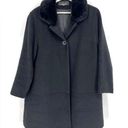 Jones New York  Collection Angora Wool Fur Collar Coat Black 10 Photo 0