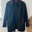 Anne Klein vintage ak  black long leather jacket size large *flawed* Photo 0