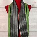 Prada  Unisex Scarf Striped Green Black Neck Wrap Shawl 100% Cashmere Fringed Photo 1