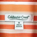 Coldwater Creek  Women's Plus Striped Button Down Cotton Shirt Orange Size 1X Photo 1