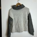 Anthropologie Kaisley Two Toned Gray Wool Blend Cowl Neck Balloon Sleeve Knit Sweater Photo 5