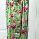 Pretty Little Thing  Green Pink Floral Satin Cowl Neck Maxi Dress Size Large Photo 1