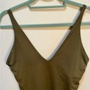 Everlane  One Piece V Neck Swimsuit Olive Green Sz M Photo 3