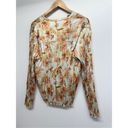 Vince  Blouse Size Medium Flora Crushed Long Sleeve Textured Satin Shirt V Neck Photo 8