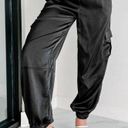 Nana Macs Black Cargo Satin Joggers High Waist Pockets Large Photo 6