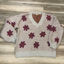 Listicle , oversized Large, NWOT, fuzzy warm sweater with daisies, pit to pit is 25, length is 26 Photo 5