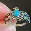 Turquoise stone eagle silver plated ring size 7 Photo 5