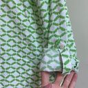 Caslon  Green Geometric Button Up Roll Tab Sleeve Women L Linen Blend Collared Photo 4