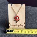 Wish Flower Make a  Fashion Necklace, Gold, Red Enamel Photo 10