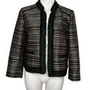 Chico's  Royal Tweed Jacket Black Gold Silver Open Blazer Bracelet Sleeve Sz 1 M 8 Photo 0