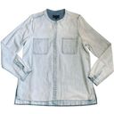 Vince  Women’s Sz M Chambray Light Blue Mandarin Collar Button Down Shirt Photo 0