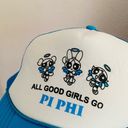 VTG 90s y2k blue trucker hat sorority power puff girls pi phi one size adjust Photo 3