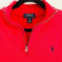 Polo  Ralph Lauren Pullover Sweater L 14-16 Red Valentine Quarter Zip Cotton Photo 1