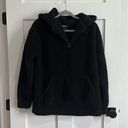 Zenana  Women's M 1/4 Zip Teddy Fleece Pullover Solid Black Comfy Cozy Lounge Photo 0