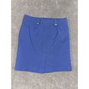 J. McLaughlin  Blue Pencil Skirt SZ 8‎ Gold Buttons Pockets Photo 4