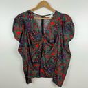 Veronica Beard NWT  Simmons Paisley Floral Silk Blend Top Flame Red Multi Size 10 Photo 2