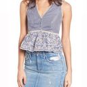 J.O.A. Embroidered Peplum Gingham Cropped Top, Size M New with Tag Photo 0