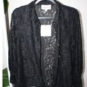 Parker Alex &  Women's M Blouse Black Floral Lace Button Up Long Sleeve NWT Photo 6