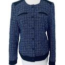 Tommy Hilfiger  Blue Black Button Snap Front Tweed Suit Jacket Blazer Jacket 10 Photo 0