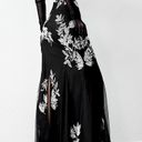 Black White Floral Beaded Strapless Fit Flared Maxi Cocktail Formal Prom Dress Size S Photo 3