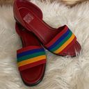 Mootsies Tootsies Vintage 80s Rainbow Leather Open Toe Sandals Pride LBGTQ Photo 0