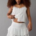 American Eagle Medium White High-Waisted Tiered Mini Skort Photo 1