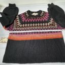 Band of Gypsies  Black Purple Fair Isle Pattern Knit Melaina Sweater Size Small Photo 1