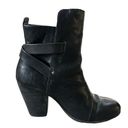 Rag and Bone  Leather Harlow Round Toe Adjustable Strap Heel Boots Black Sz 39 US 9 Photo 5