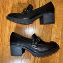 White Mountain  | Black Vegan Leather Booster Heeled Loafers | Size 9.5 Photo 6