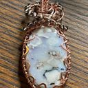 Dendritic Opal smoky quartz wire wrap wrapped pendant copper handmade artisan Orange Photo 3