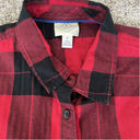 st. john's bay  Womens Medium Red Buffalo Checker Plaid Cotton Button Down Flannel Photo 1