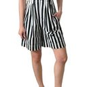 Bermuda vintage black white striped high waisted pleated front  trouser shorts Photo 0