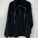  SOFT & FUZZY FAUX FUR 1/4 ZIP LONG SLEEVE BLACK PULLOVER WITH POCKETS SIZE 1X Photo 0