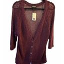 Lane Bryant  3/4 Sleeve Sweater Open Knit Vneck Plum Cardigan Women’s 18/20 NEW Photo 0