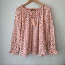 True Craft  Ditsy Floral Linen-like Semi Sheer Peach Top 2X Photo 0