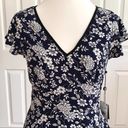 Adrianna Papell  Dress Ditsy Navy Ivory Petunia Tiered Cap Sleeve Dress Size 4 Photo 1