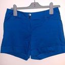 White House | Black Market WHBM indigo high sheen satin shorts cuffed 4 Photo 0