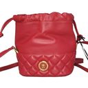 Versace  Crossbody Bucket Mini Purse Red Lambskin Leather Medusa Head Medallion Photo 2