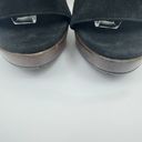 Loeffler Randall  Women's Suede Platform Wooden Heel Sandals Black Size 7 Photo 5