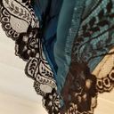 Frederick's of Hollywood {XL} VINTAGE  Teal Satin & Lace Asymmetrical Loungerie Photo 9