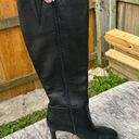 Bandolino  Black Leather  Heel Side Zip Knee High Boot 10 Photo 2