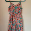 Lush Clothing Lush faux wrap mini dress spaghetti straps teal orange floral women’s size Small Photo 3