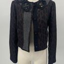 BCBGMAXAZRIA  Blazer Convertible Jeweled Pins Wool Knit Trim Leopard Womens XS Photo 5