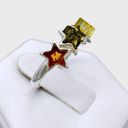 Sterling Silver Genuine Baltic Amber Stars Ring - Sz 8 Photo 2