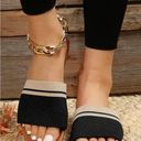 Black and White Color Block Flat Sandals Size 10 Photo 3